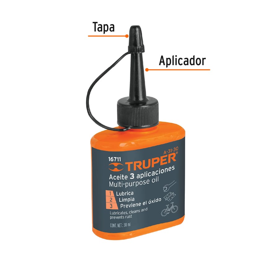 Aceite Multiuso Truper Cod 16711 A-31-30, 30ml (1oz)