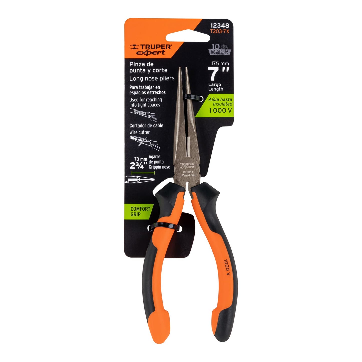 Pinza punta y corte 7" Truper Expert Cod 12348 T203-7X Comfort Grip
