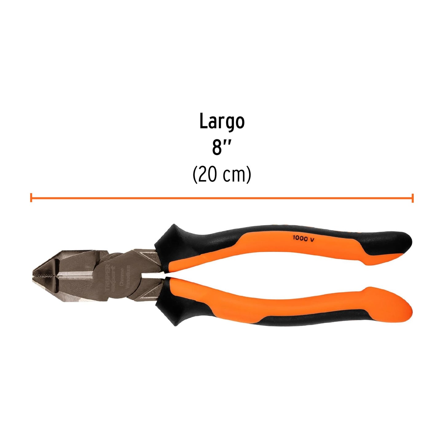 Pinza electricista 8" Truper Expert Cod 12350 T200-8X uso rudo alta palanca Comfort Grip