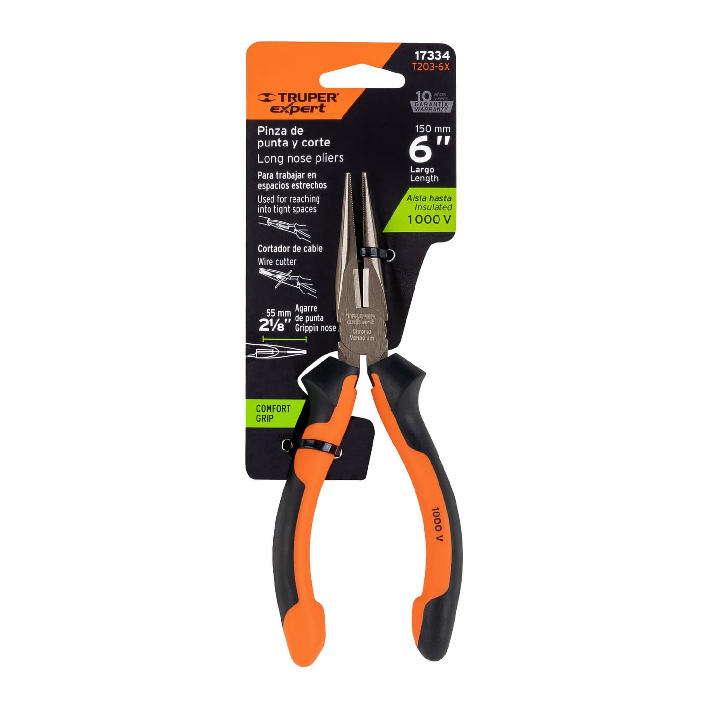 Pinza punta y corte 6" Truper Expert Cod 17334 T203-6X Comfort Grip