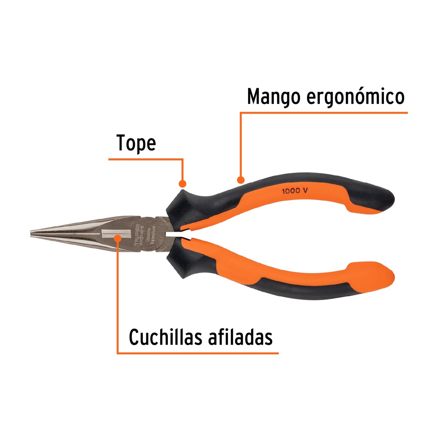 Pinza punta y corte 6" Truper Expert Cod 17334 T203-6X Comfort Grip