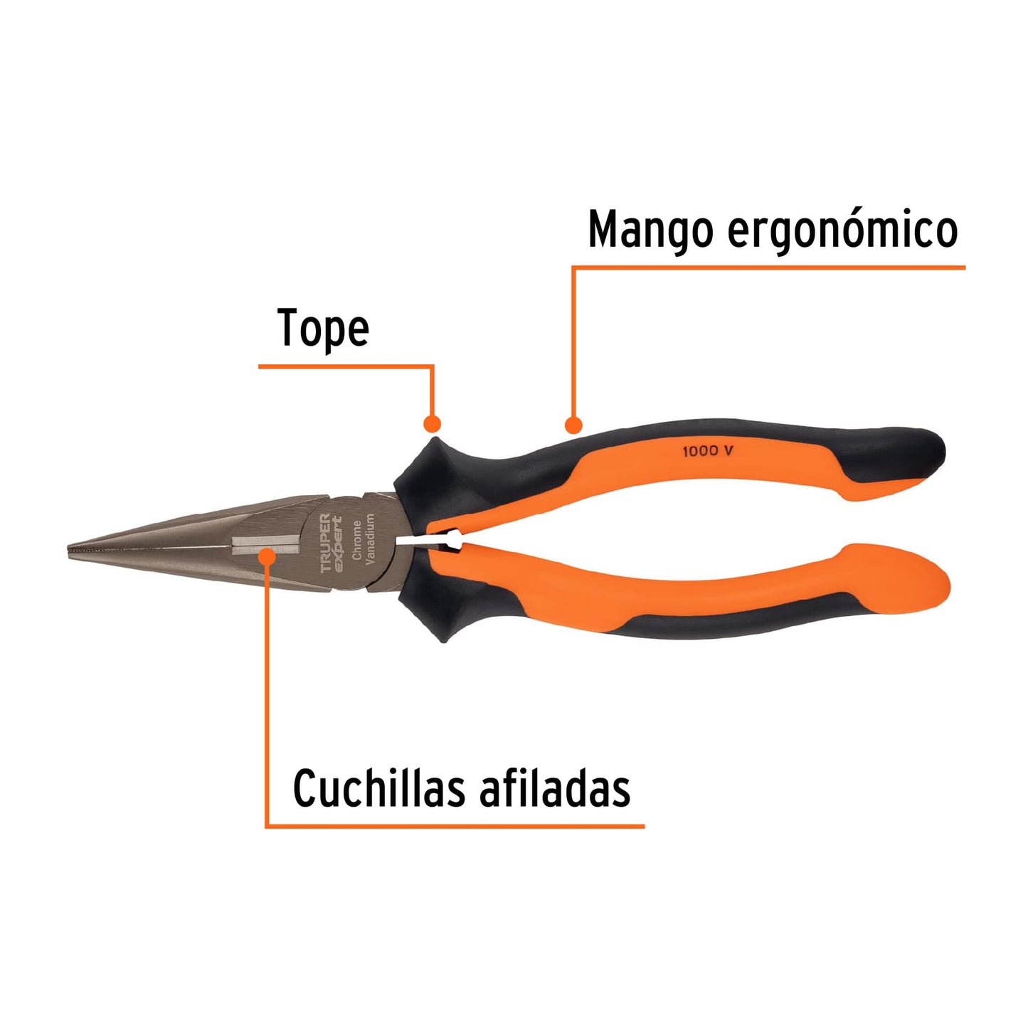 Pinza punta y corte 8" Truper Expert Cod 17336 T203-8X Comfort Grip