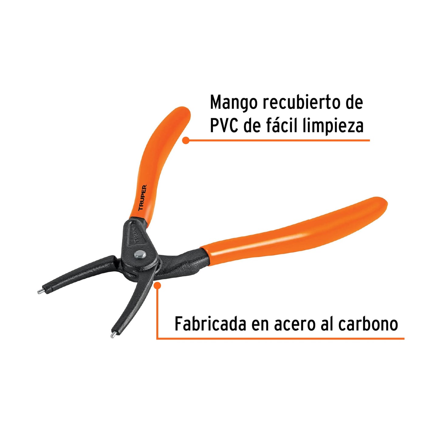 Pinza punta recta Truper Cod 17361 PA-366 7" para cerrar anillos mango de PVC