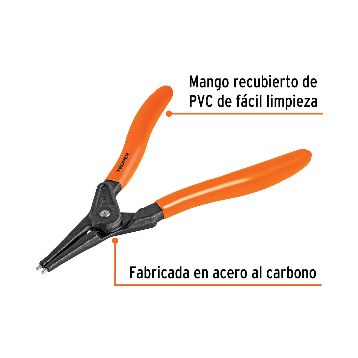 Pinza punta recta Truper Cod 17363 PA-368 7" para abrir anillos mango de PVC