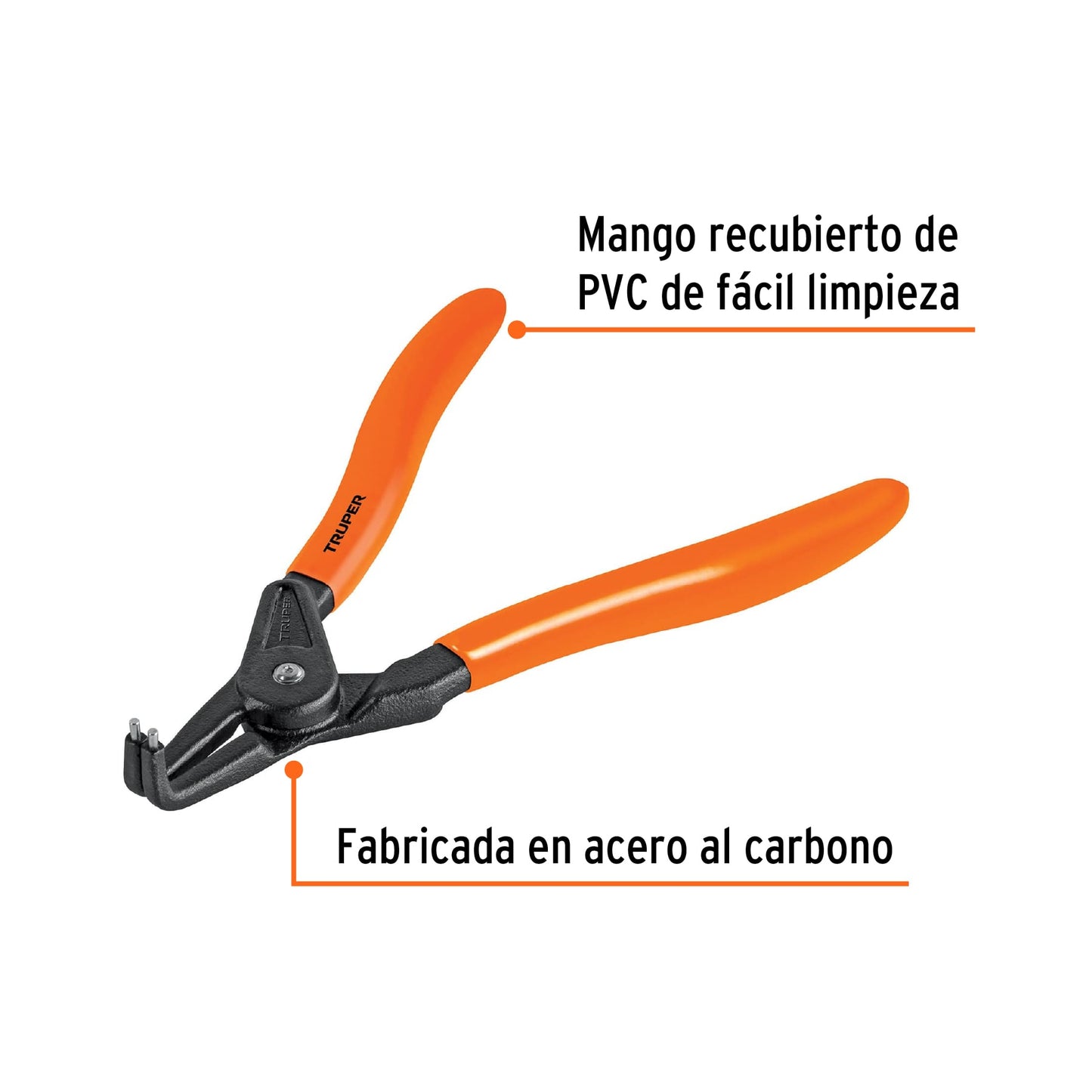 Pinza punta a 90° Truper Cod 17364 PA-369 6-3/4" para abrir anillos mango de PVC