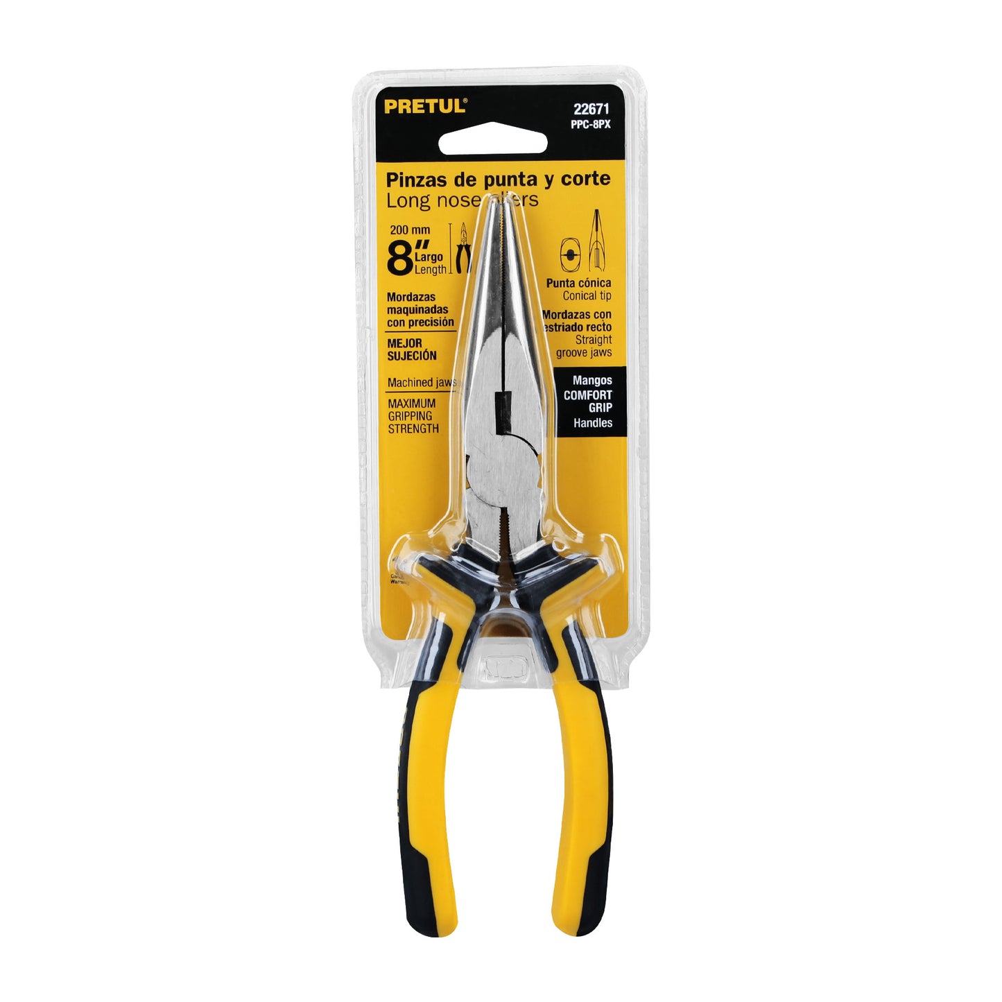 Pinza punta y corte 8" Pretul Cod 22671 PPC-8PX mango Comfort Grip