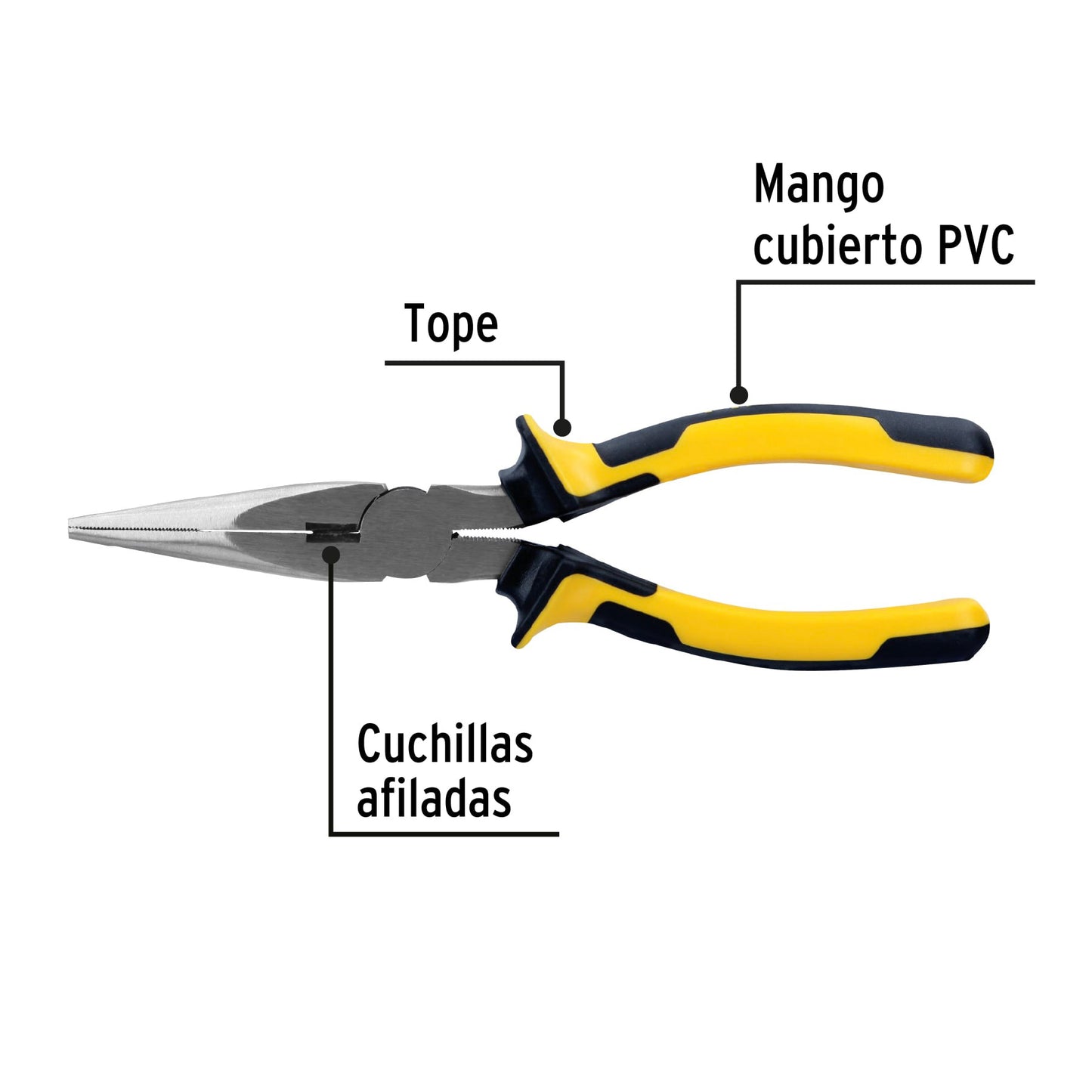 Pinza punta y corte 8" Pretul Cod 22671 PPC-8PX mango Comfort Grip