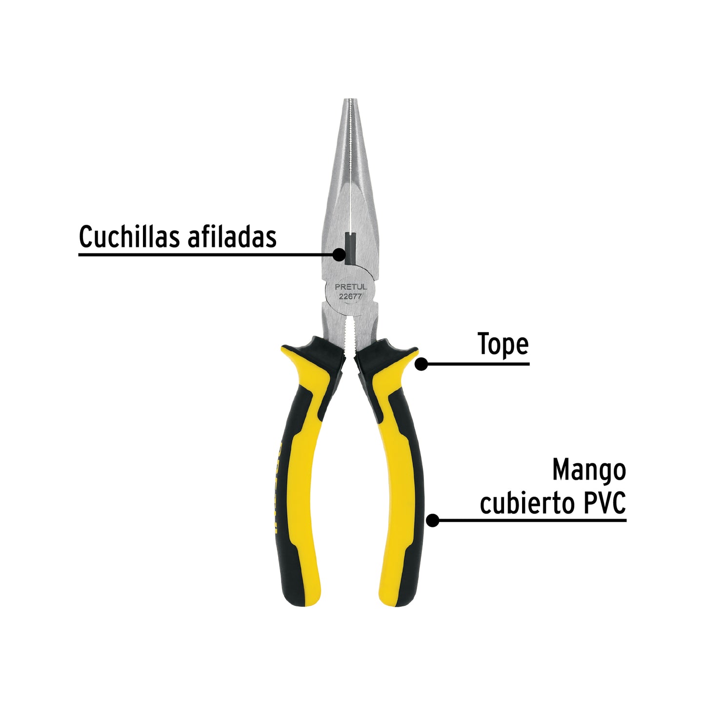 Pinza punta y corte 7" Pretul Cod 22677 PPC-7PX mango Comfort Grip
