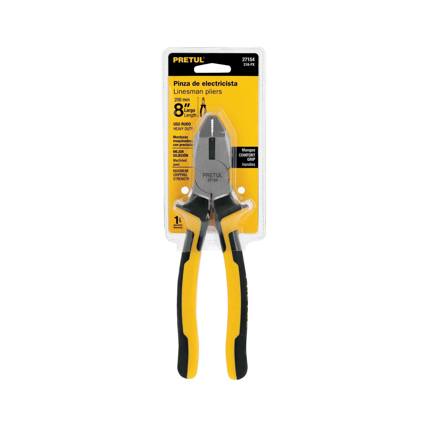 Pinza electricista 8" Pretul Cod 27154 218-PX uso rudo alta palanca Comfort Grip