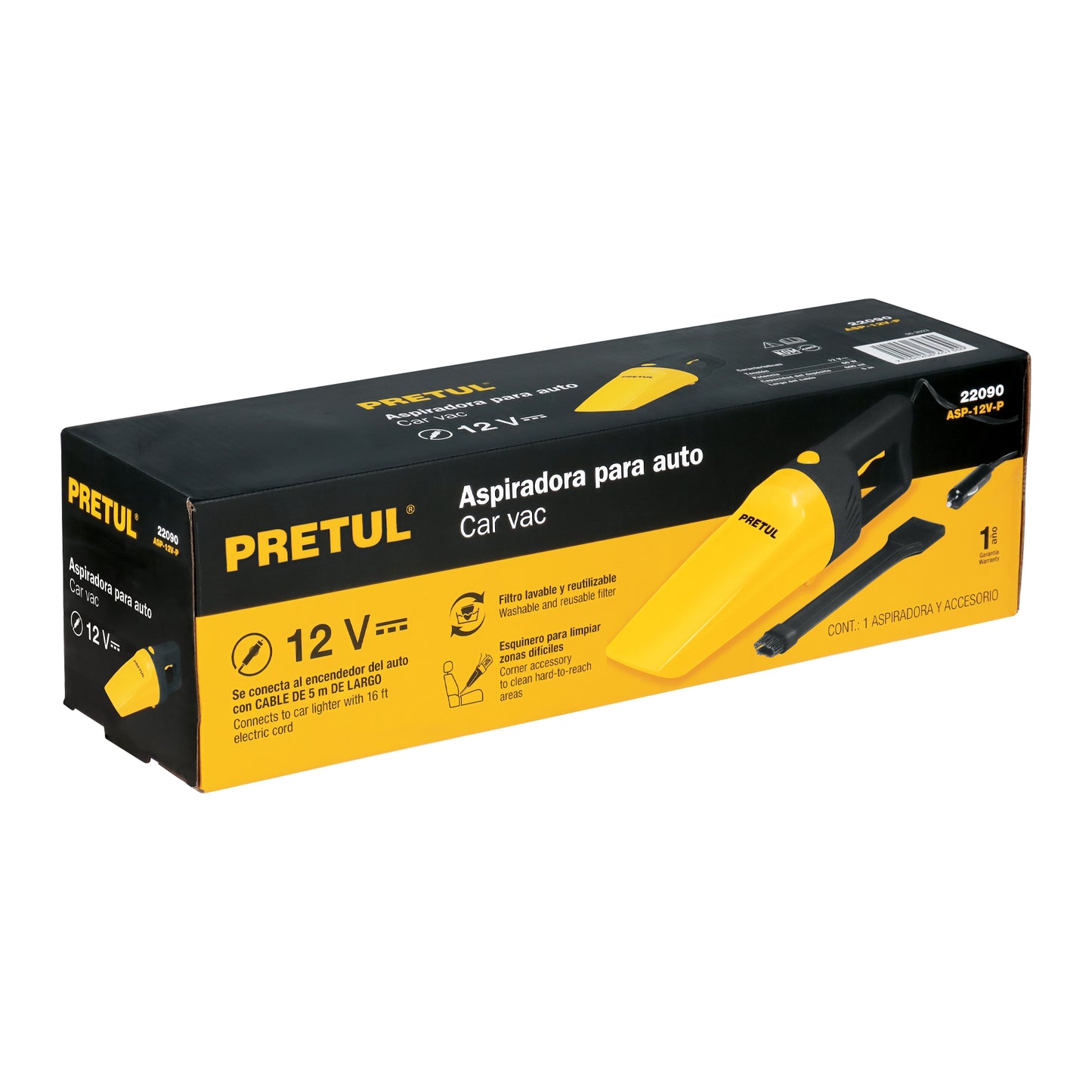 Aspiradora para auto Pretul Cod 22090 ASP-12V-P de 12V
