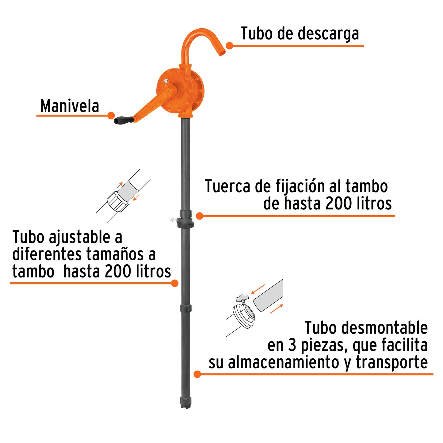 Bomba extractora Truper Cod 16856 BOMEX-28 para ácidos con manivela
