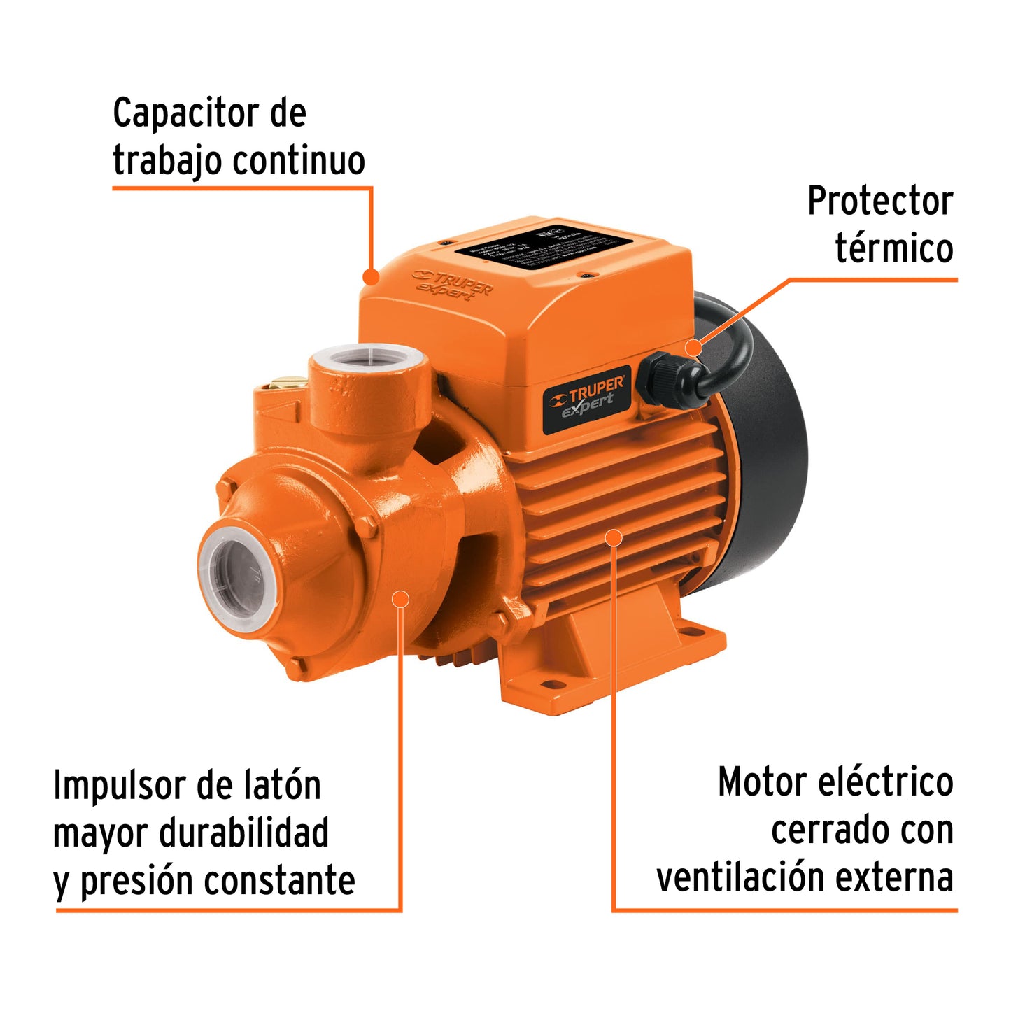 Bomba Periferica 1/2 HP Truper Expert Cod 15019 BOAP-1/2-260 220V/60Hz uso agrícola