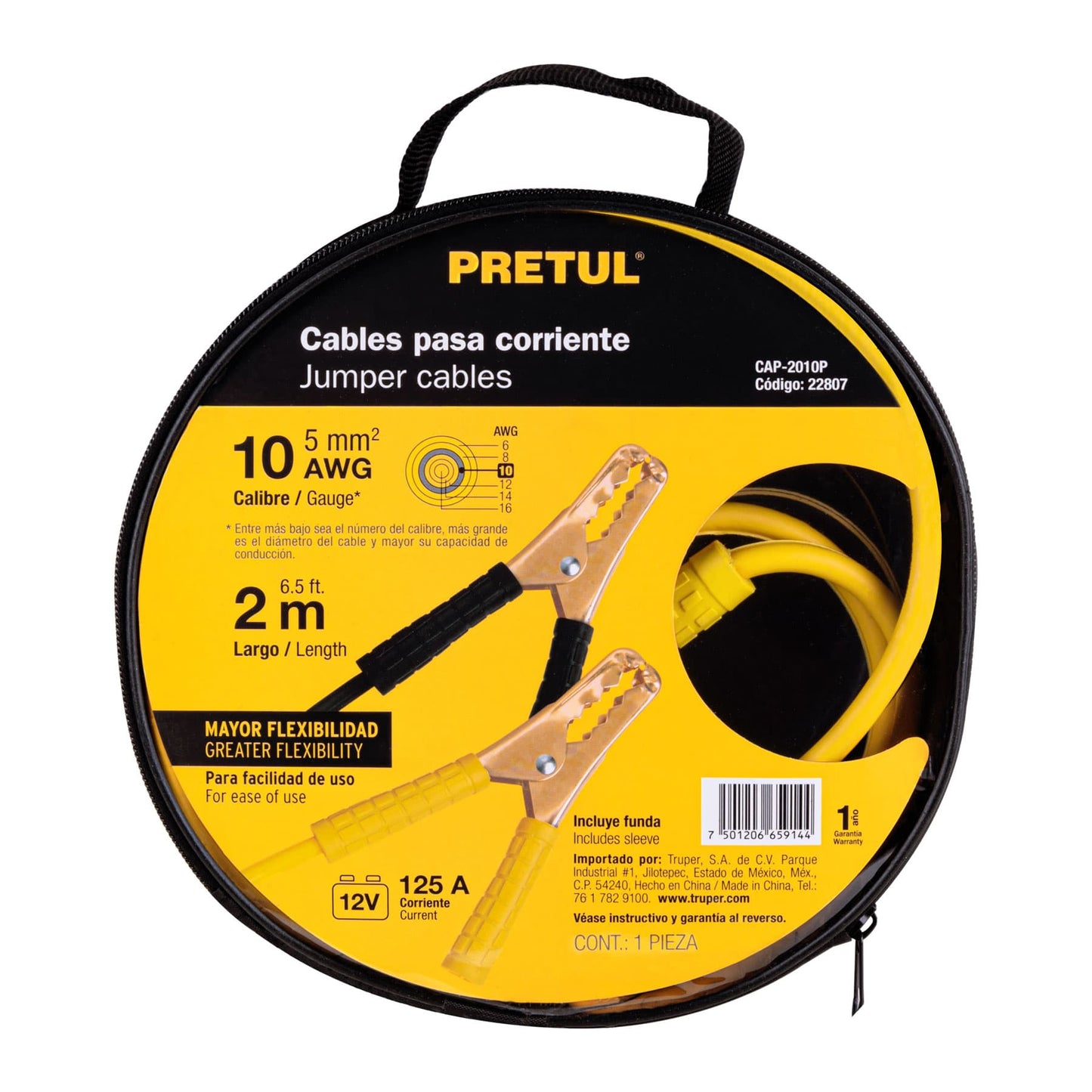 Cable pasa corriente 2m Pretul Cod 22807 CAP-2010P 125 A 10 AWG