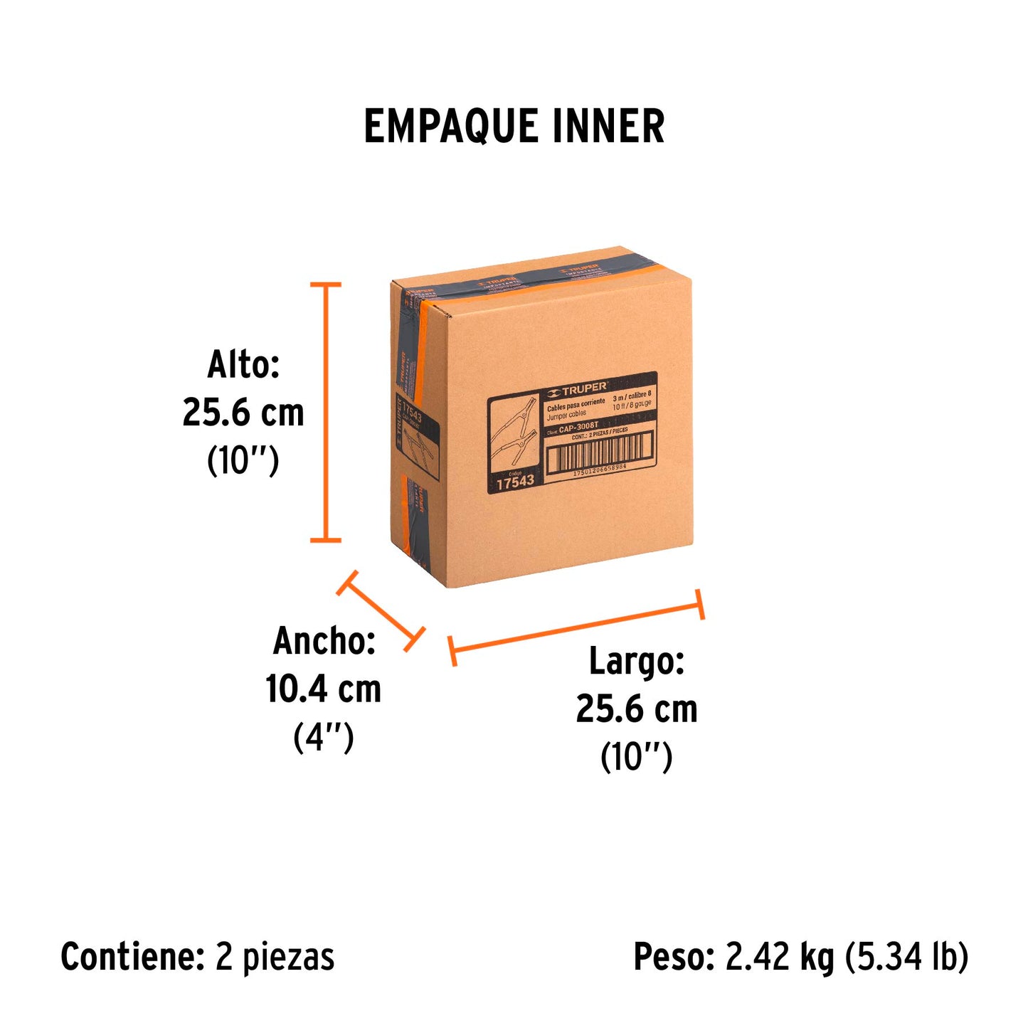 Cables pasa corriente 3m Truper Cod 17543 CAP-3008T 225 A 8 WG con funda