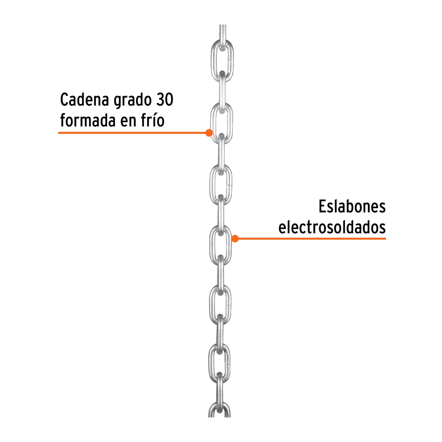 Cadena galvanizada 6 mm - 1/4" Truper Cod 103443 CAGA-1/4T en saco con 50 kg