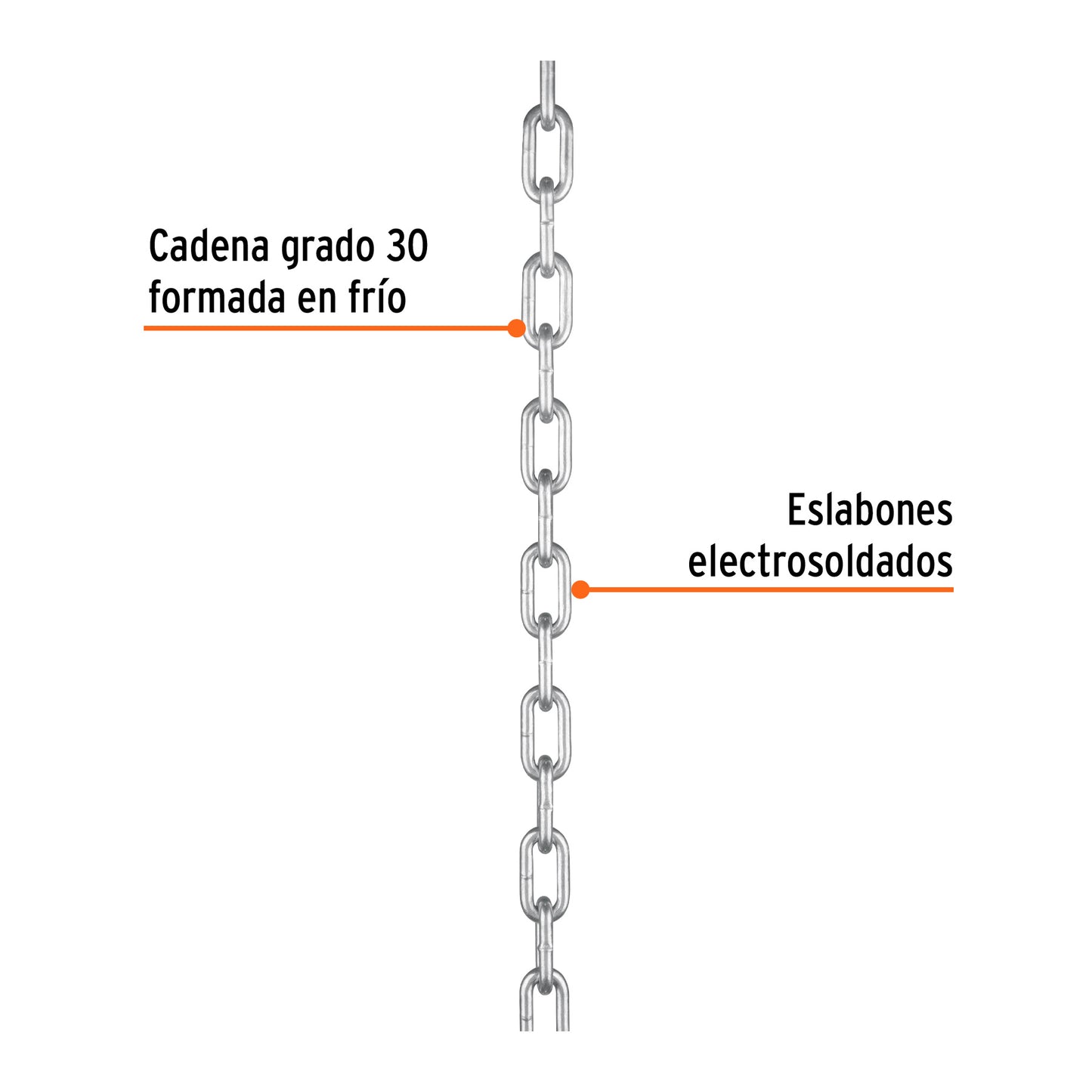 Cadena galvanizada 8 mm - 5/16" Truper Cod 103444 CAGA-5/16T en saco con 50 kg