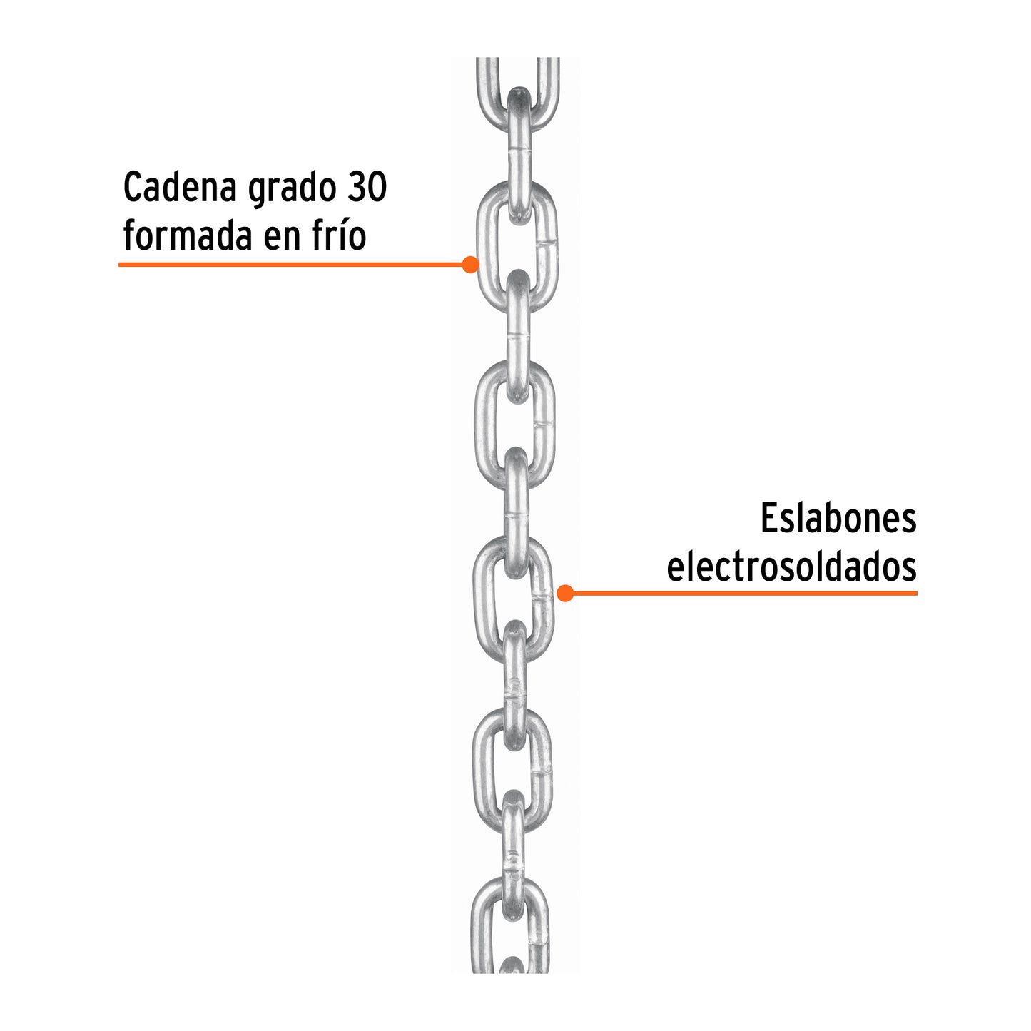 Cadena galvanizada 10 mm - 3/8" Truper Cod 103445 CAGA-3/8T en saco con 50 kg