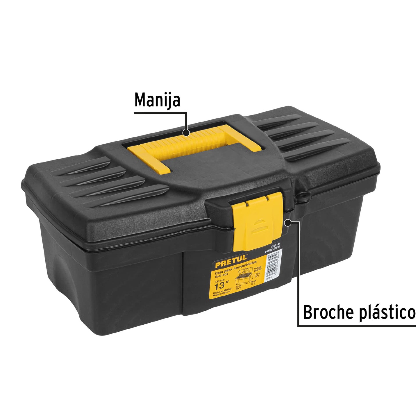 Caja de herramientas Pretul Cod 20531 CHP-13P de 13" sin compartimiento