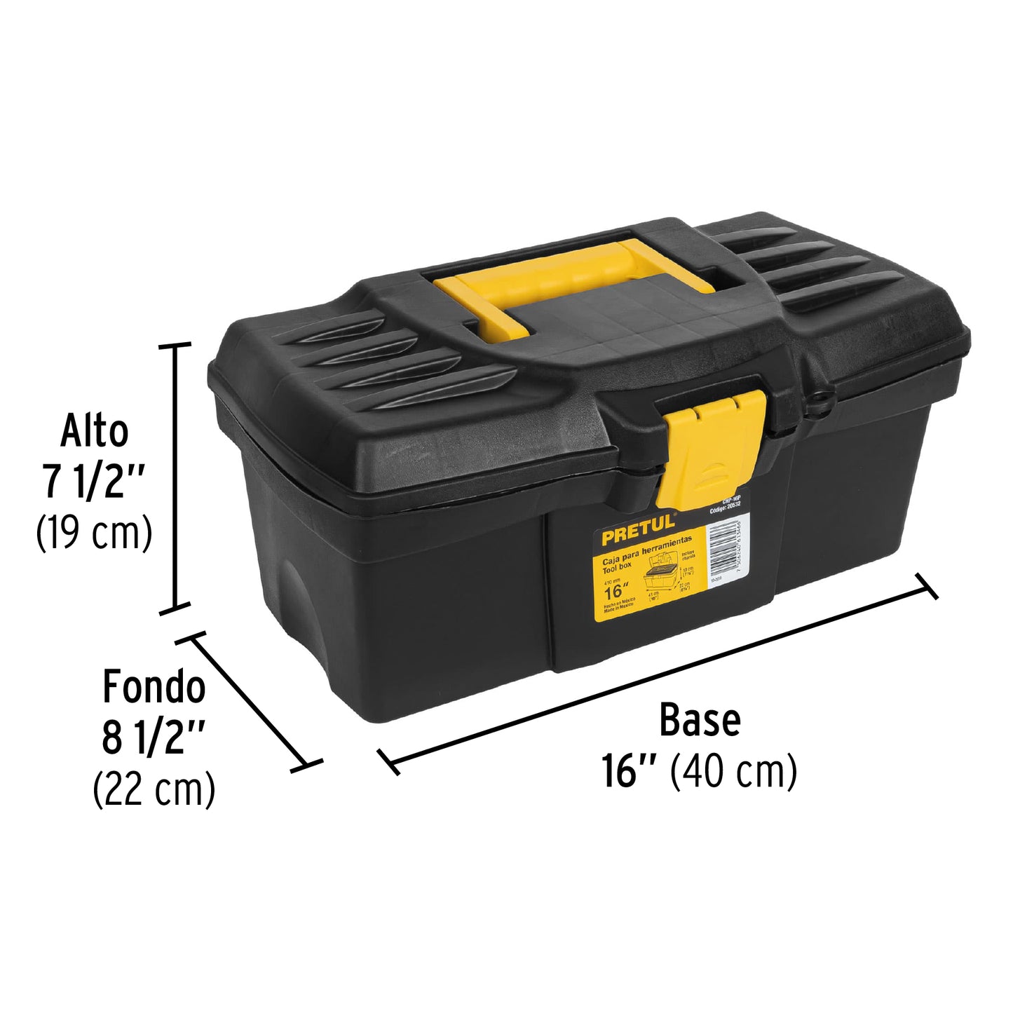 Caja de herramientas Pretul Cod 20532 CHP-16P de 16" sin compartimiento