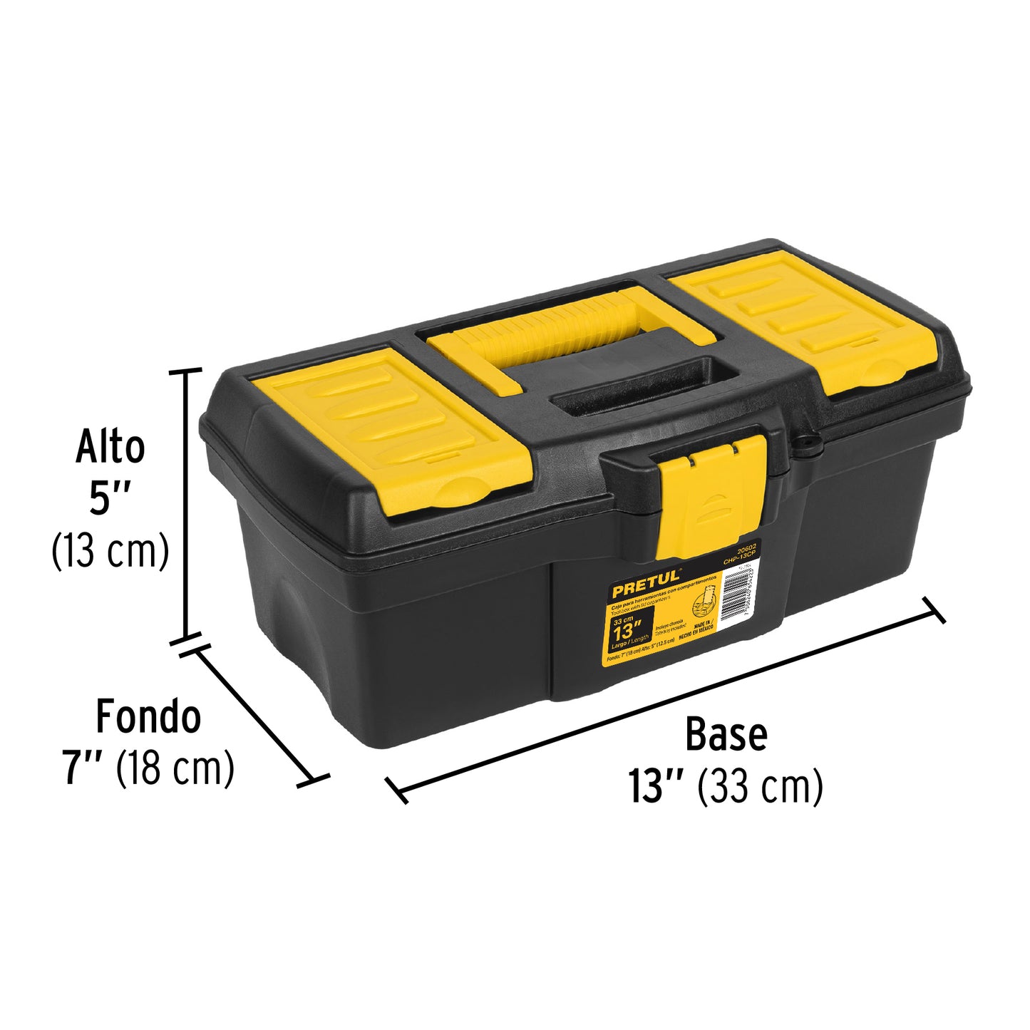 Caja de herramientas Pretul Cod 20602 CHP-13CP de 13" con compartimentos