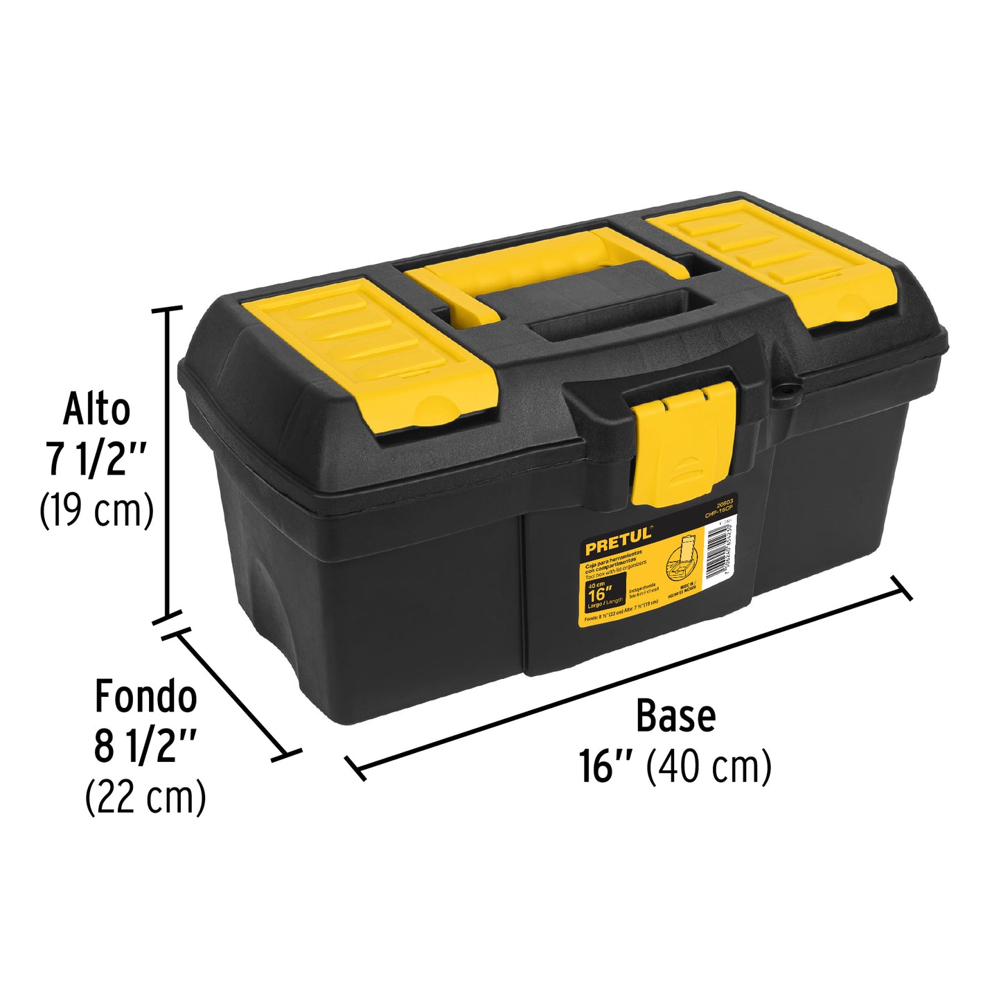 Caja de herramientas Pretul Cod 20603 CHP-16CP de 16" con compartimentos