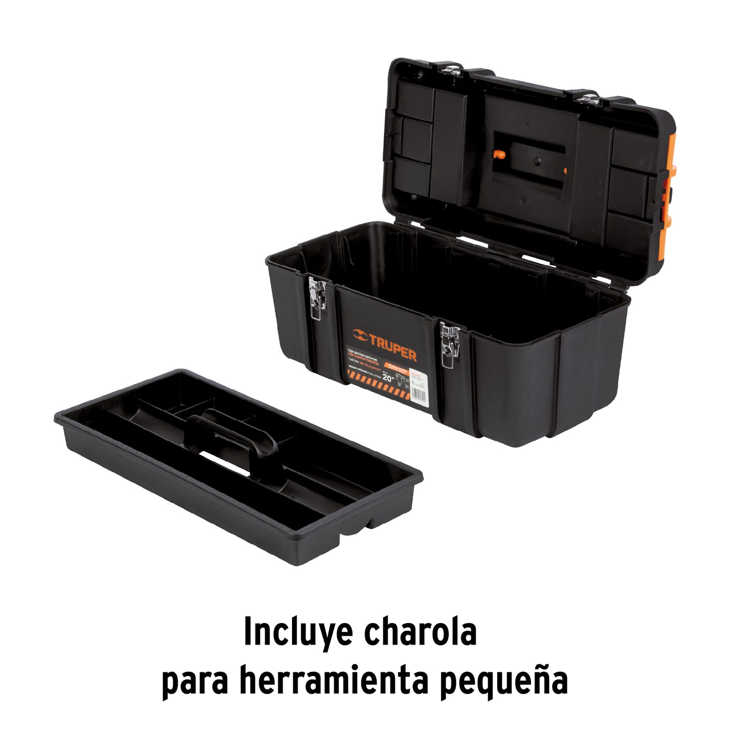 Caja de herramientas Truper Cod 102435 CHP-20XC, de 20" con compartimientos, broches metálicos