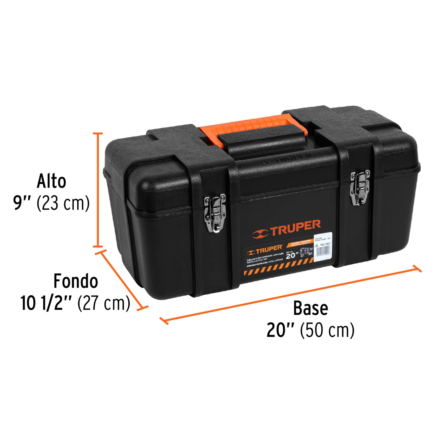 Caja de herramientas Truper Cod 10380 CHP-20X, de 20" industrial, broches metálicos