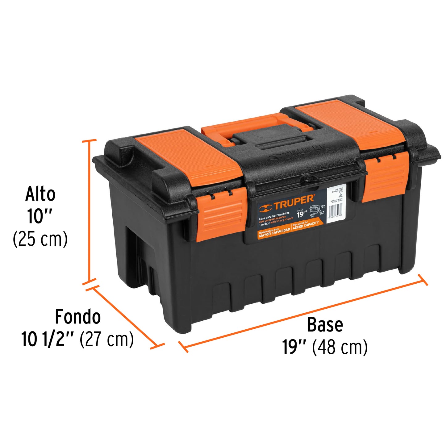Caja de herramientas Truper Cod 11143 CHA-19NC de 19" con compartimentos