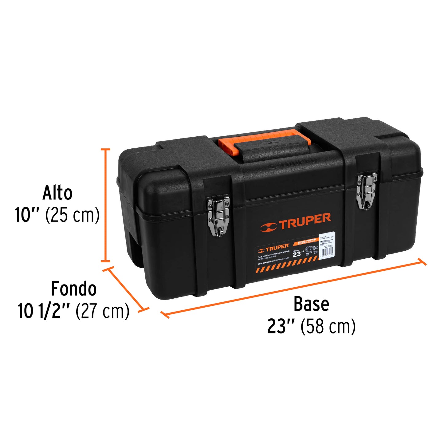 Caja de herramientas Truper Cod 11506 CHP-23X, de 23" industrial, broches metálicos