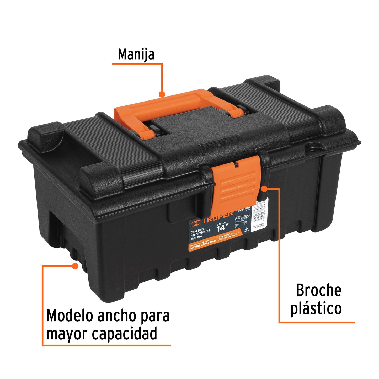 Caja de herramientas Truper Cod 19854 CHA-14N de 14" sin compartimientos