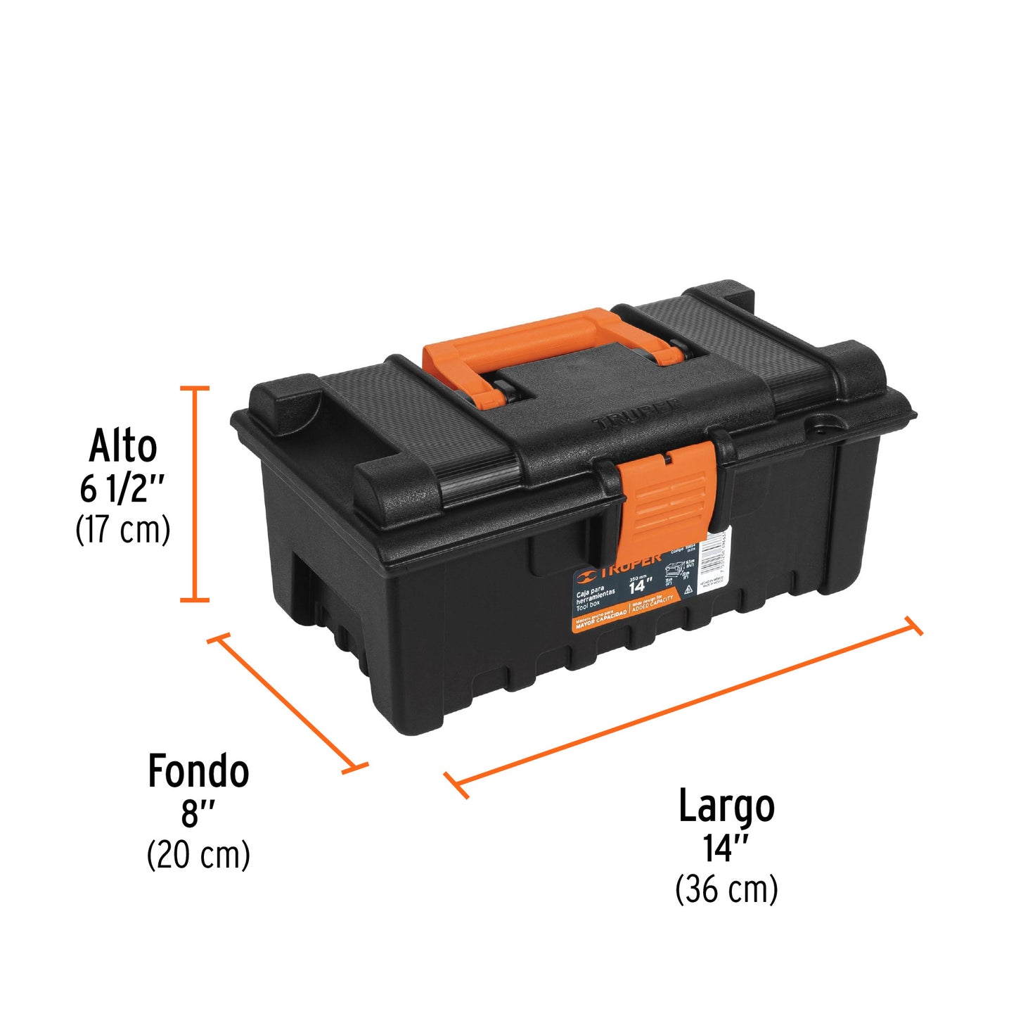 Caja de herramientas Truper Cod 19854 CHA-14N de 14" sin compartimientos