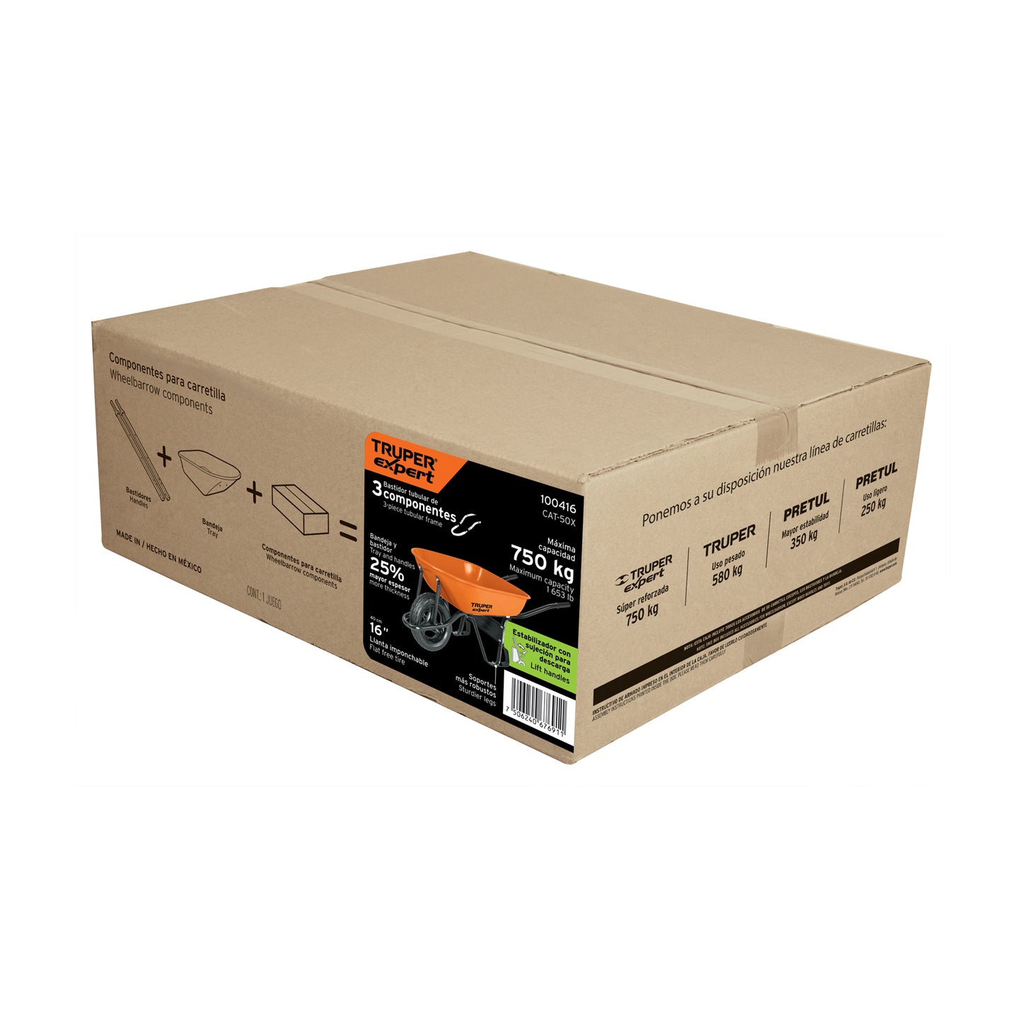 Carretilla 5.5 ft³ Truper Expert Cod 100416 CAT-50X Super reforzada Imponchable bastidor tubular