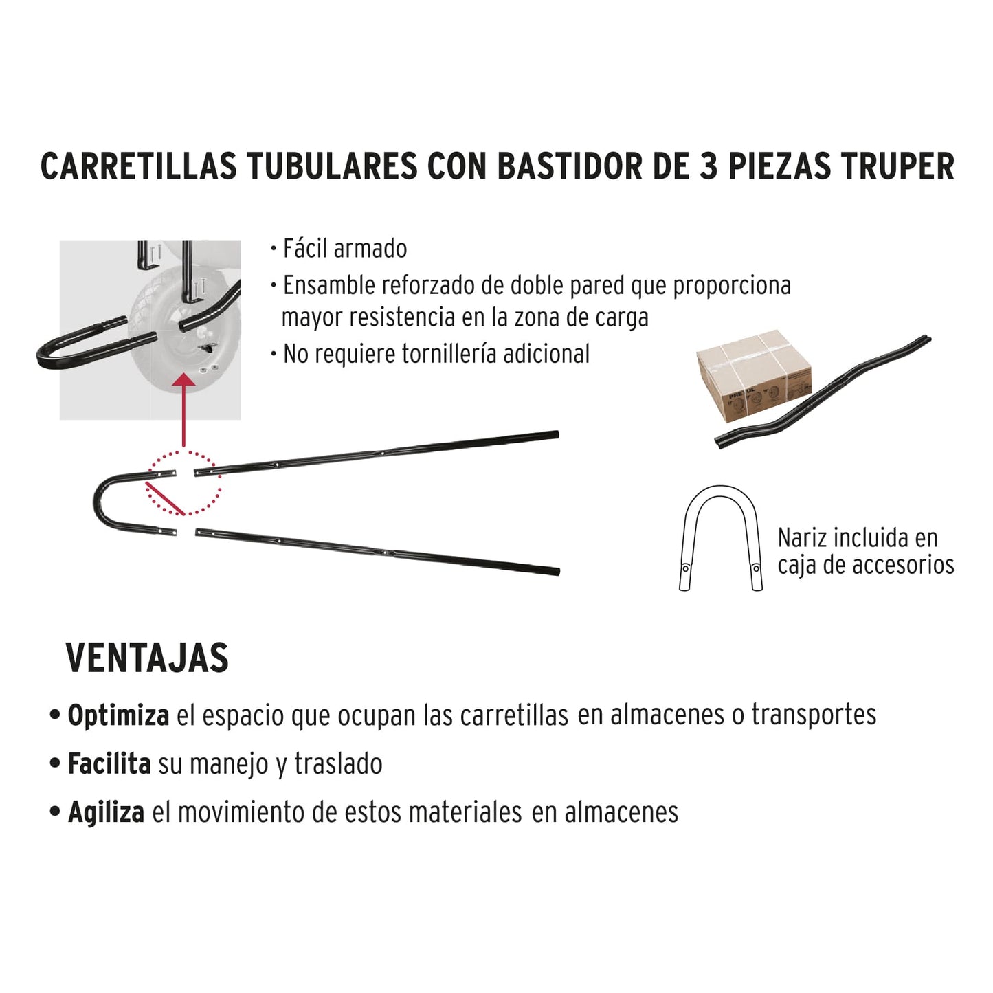 Carretilla 6 ft³ Truper Expert Cod 100417 CAT-60X Super reforzada Imponchable bastidor tubular