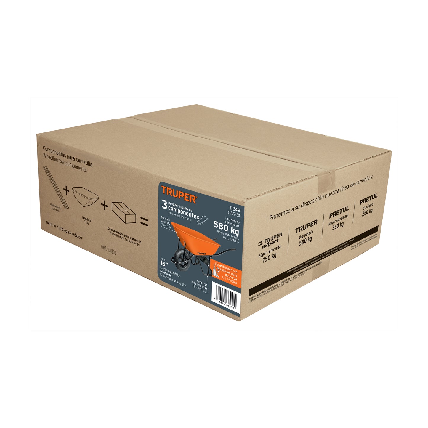 Carretilla 8 ft3 Truper Cod 11249 CAR-81 Neumática Bastidor Tubular