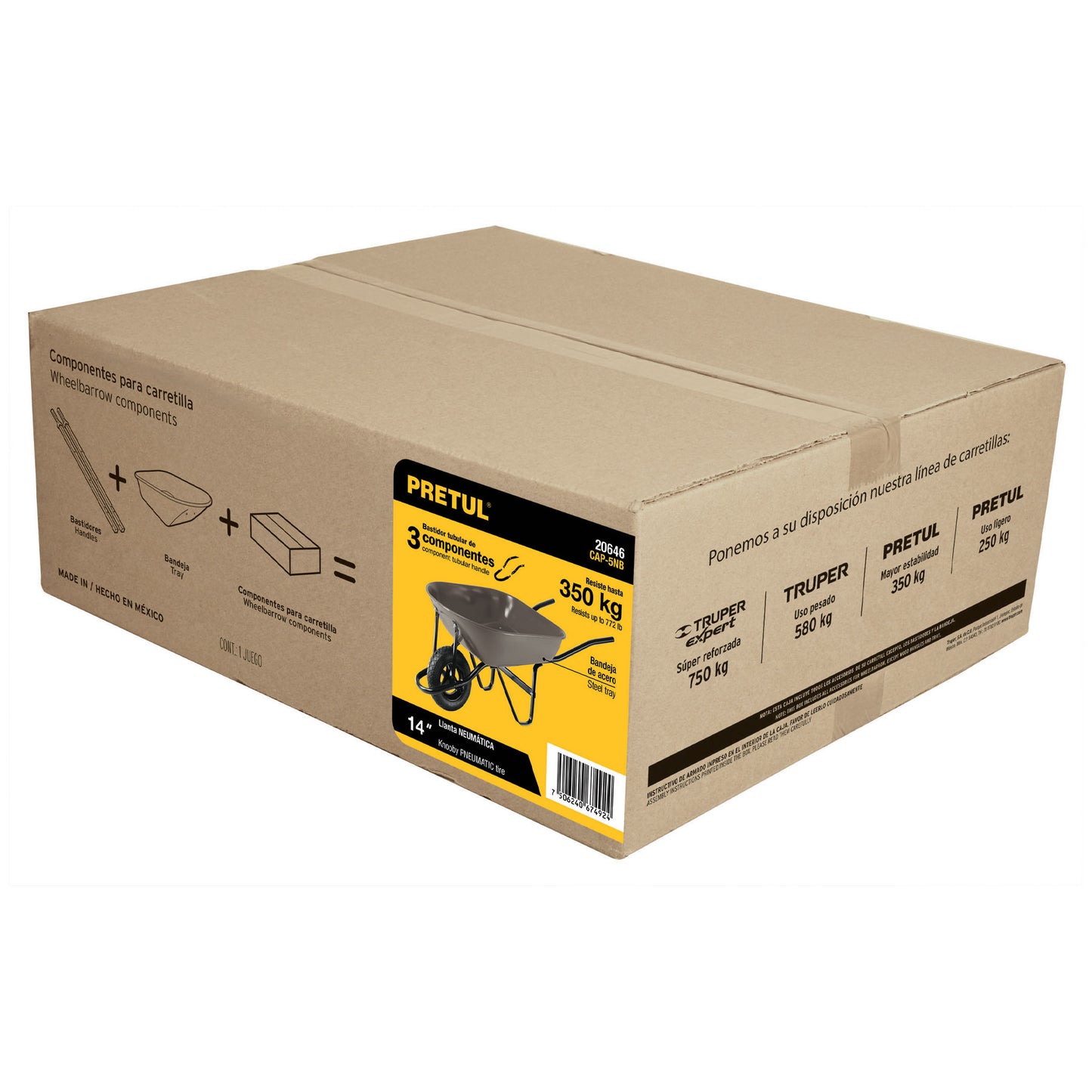 Carretilla 5.5 ft3 Pretul Cod 20646 CAP-5NB Neumática bastidor tubular