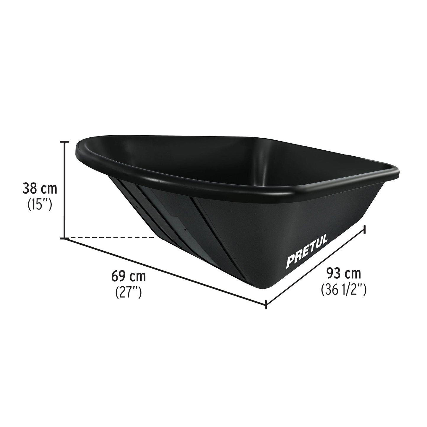 Carretilla 5 ft3 Pretul Cod 22703 TP-5N Concha Plástica Neumática Bastidor Tubular