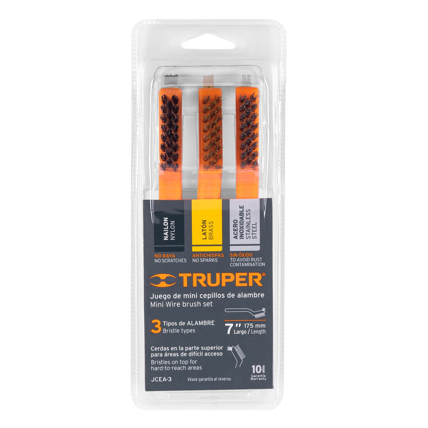 Juego de 3 mini Cepillos Truper Cod 10652 JCEA-3 de alambre 28 pinceles
