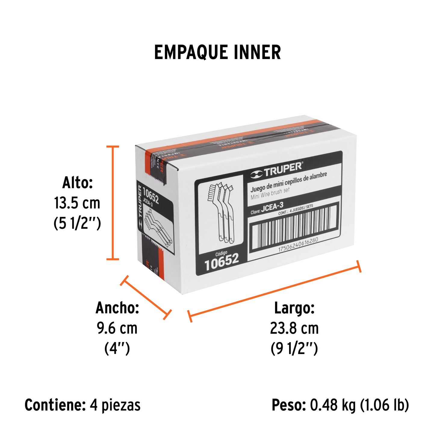 Juego de 3 mini Cepillos Truper Cod 10652 JCEA-3 de alambre 28 pinceles