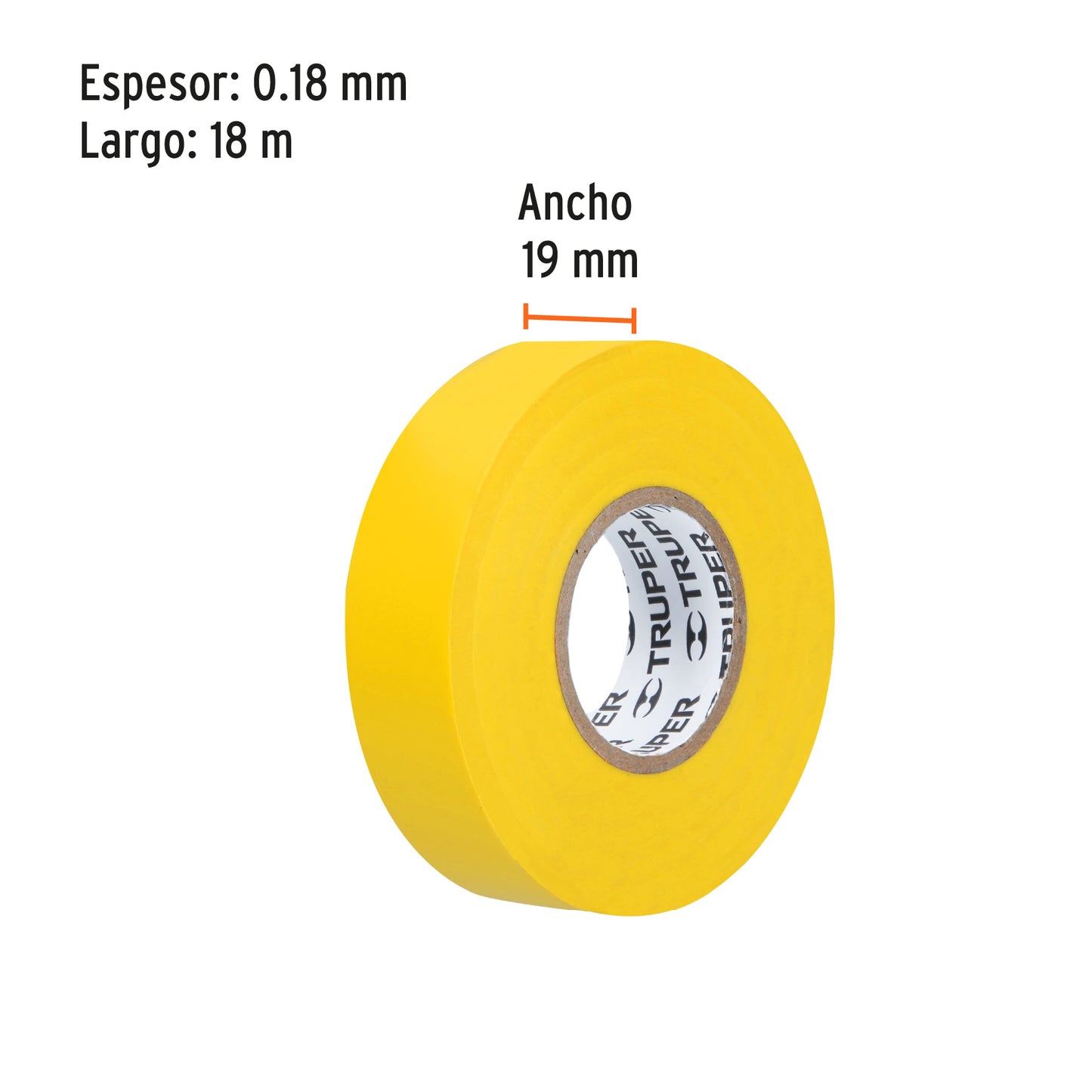 Cinta Aislante amarillo Truper Cod 12503 M-33A de 18 m x 19 mm