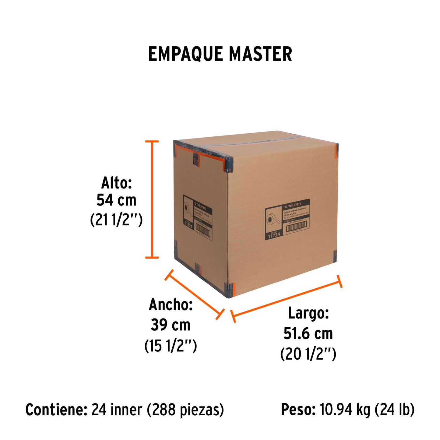 Cinta doble cara Truper Cod 11724 CDC-1915 de 19 mm x 1.5 m