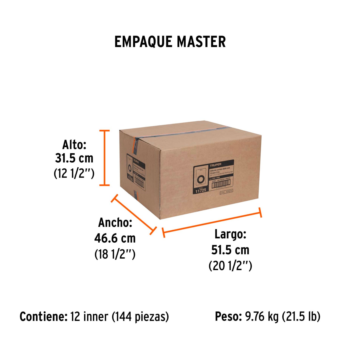 Cinta doble cara Truper Cod 11725 CDC-1950 de 19 mm x 5 m