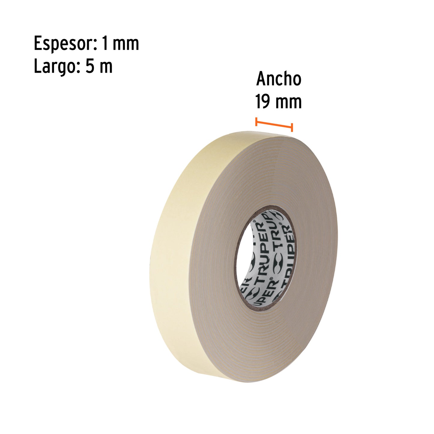 Cinta doble cara Truper Cod 11725 CDC-1950 de 19 mm x 5 m