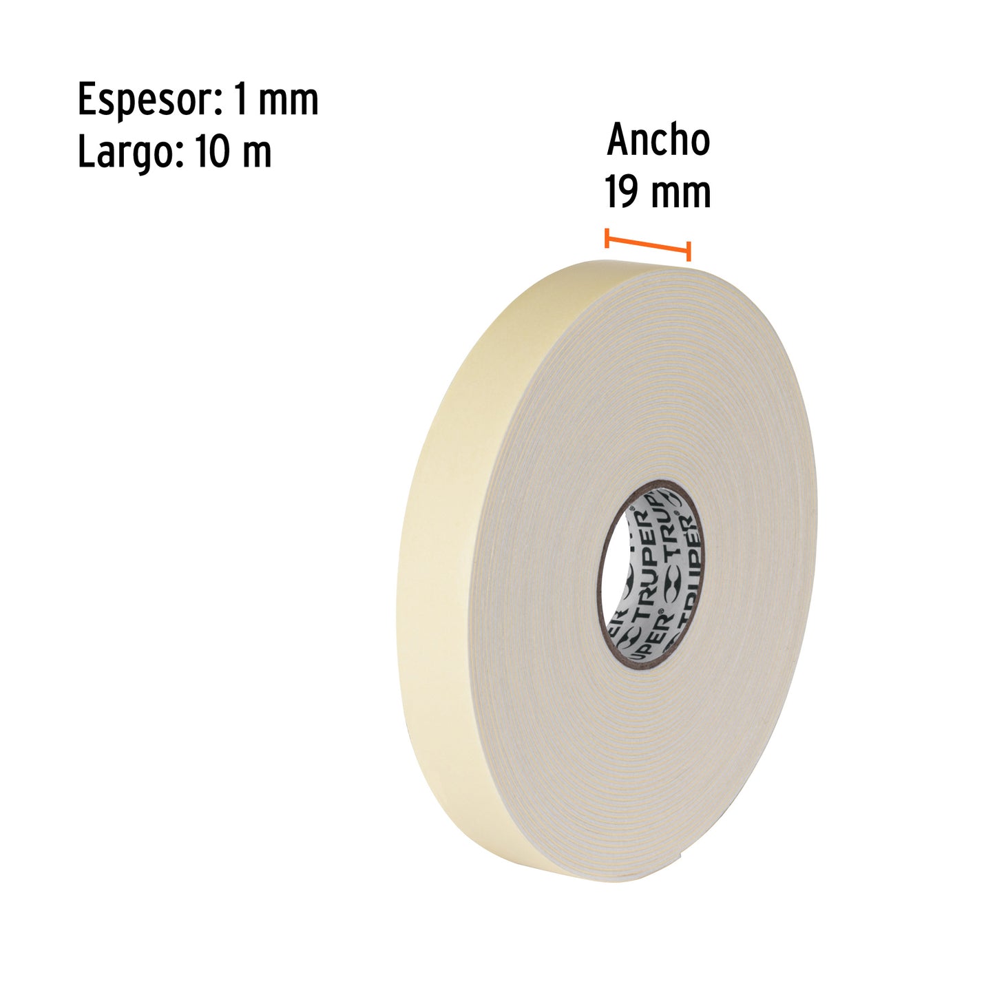 Cinta doble cara Truper Cod 11726 CDC-19100 de 19 mm x 10 m