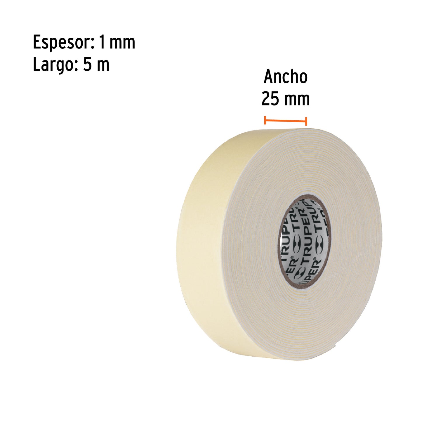 Cinta doble cara Truper Cod 11727 CDC-2550 de 25 mm x 5 m