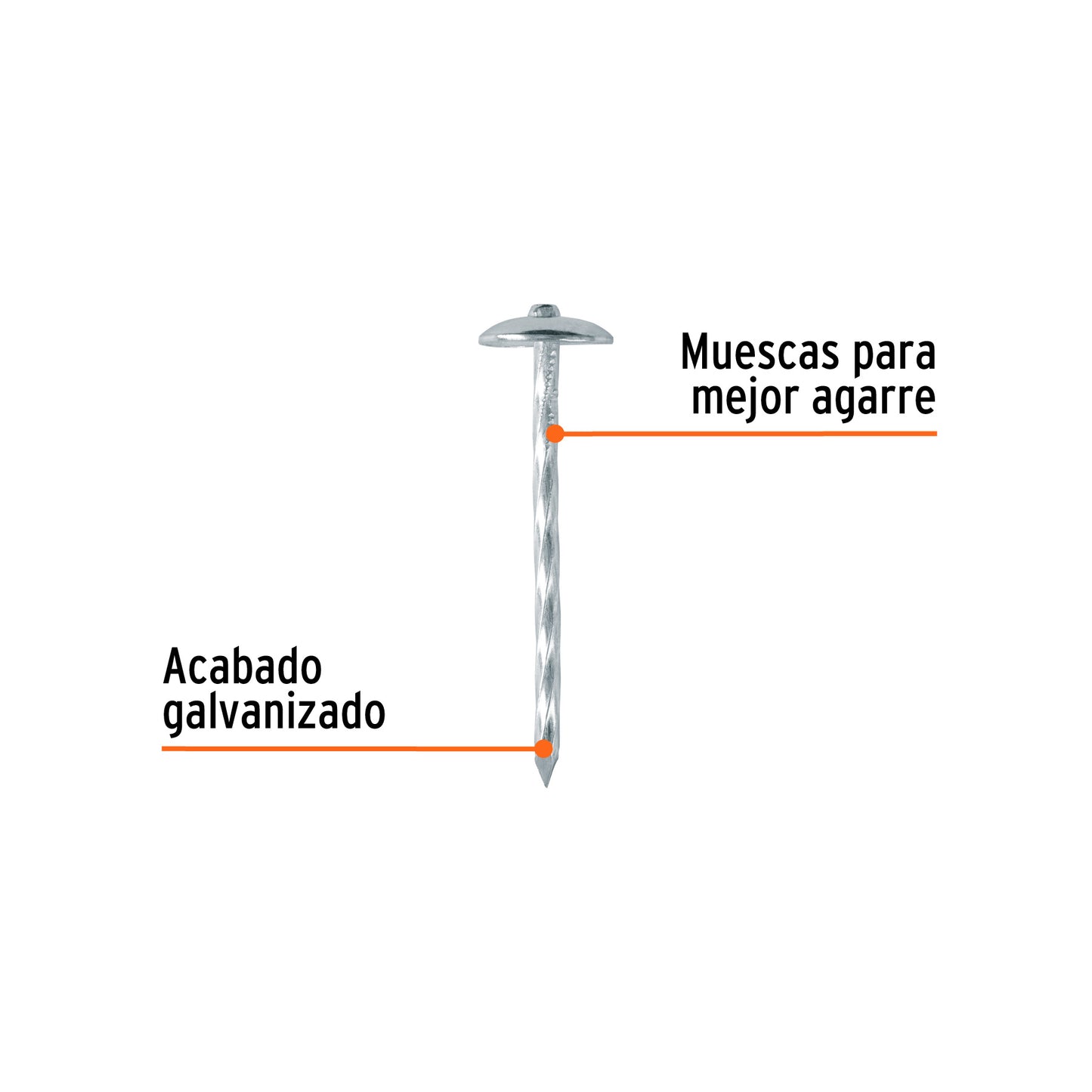 Clavo calamina BWG 9x2.5" Truper Cod 103395 CLCA-9X25 caja con 25 kg