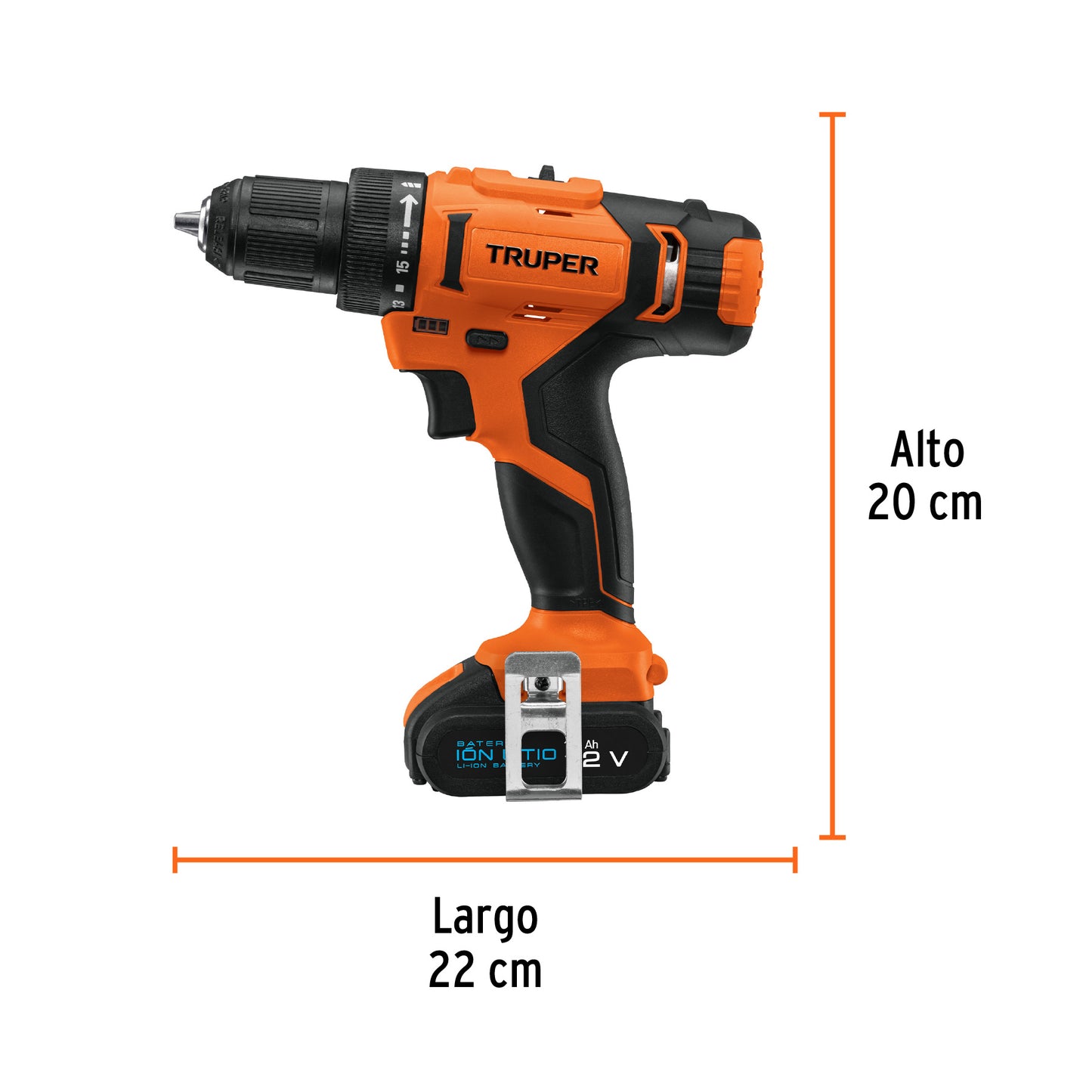 Taladro Inalámbrico 12 V Truper Cod 11010 TALI-12A2-2 batería ión Litio 3/8 220V