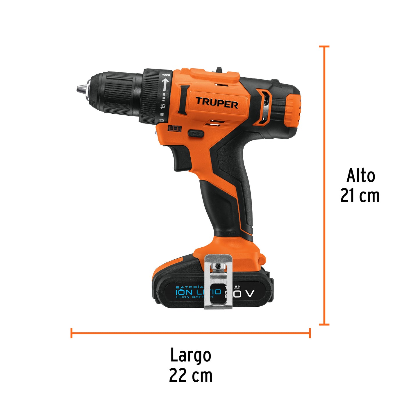 Taladro Inalámbrico 20 V Truper Cod 11011 TALI-20A-2 batería ión Litio 1/2 220V