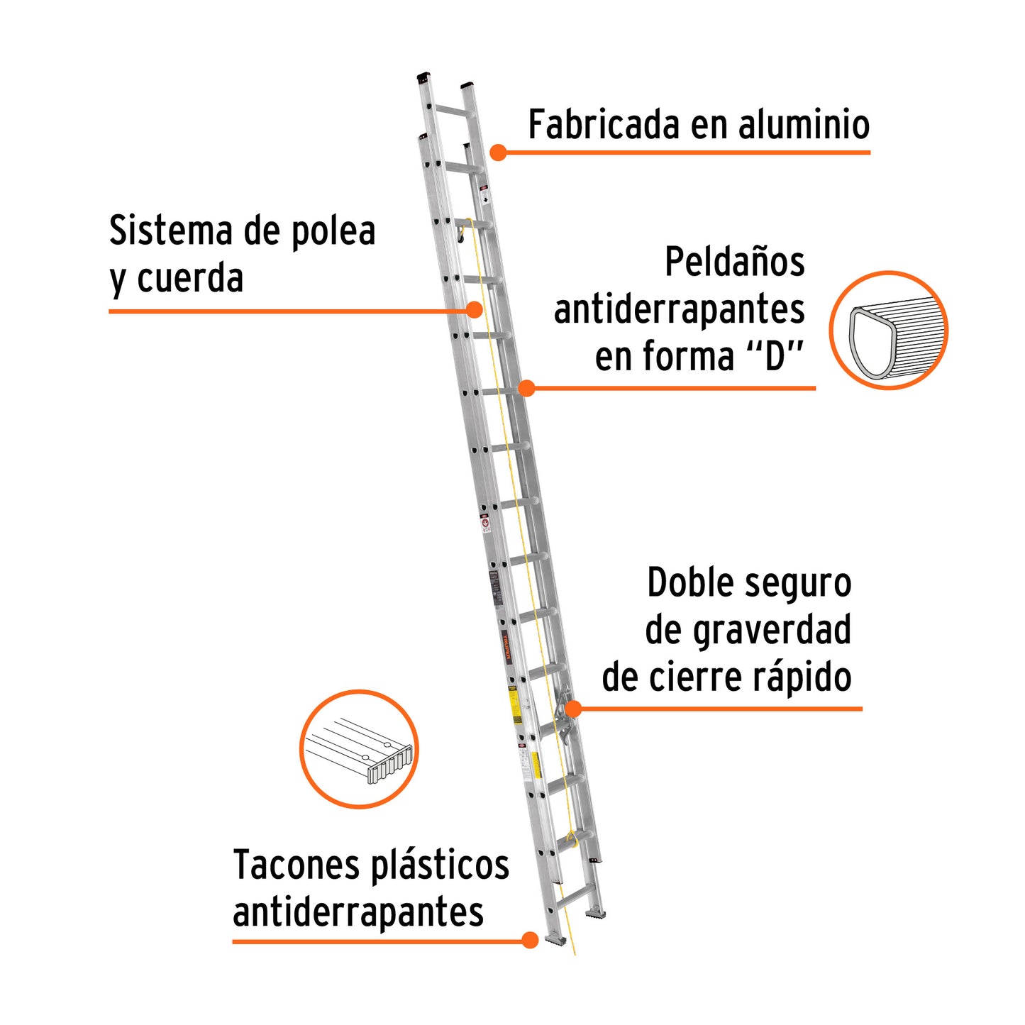 Escalera Telescopica Truper Cod 16748 ESE-28 tipo III 28 peldaños