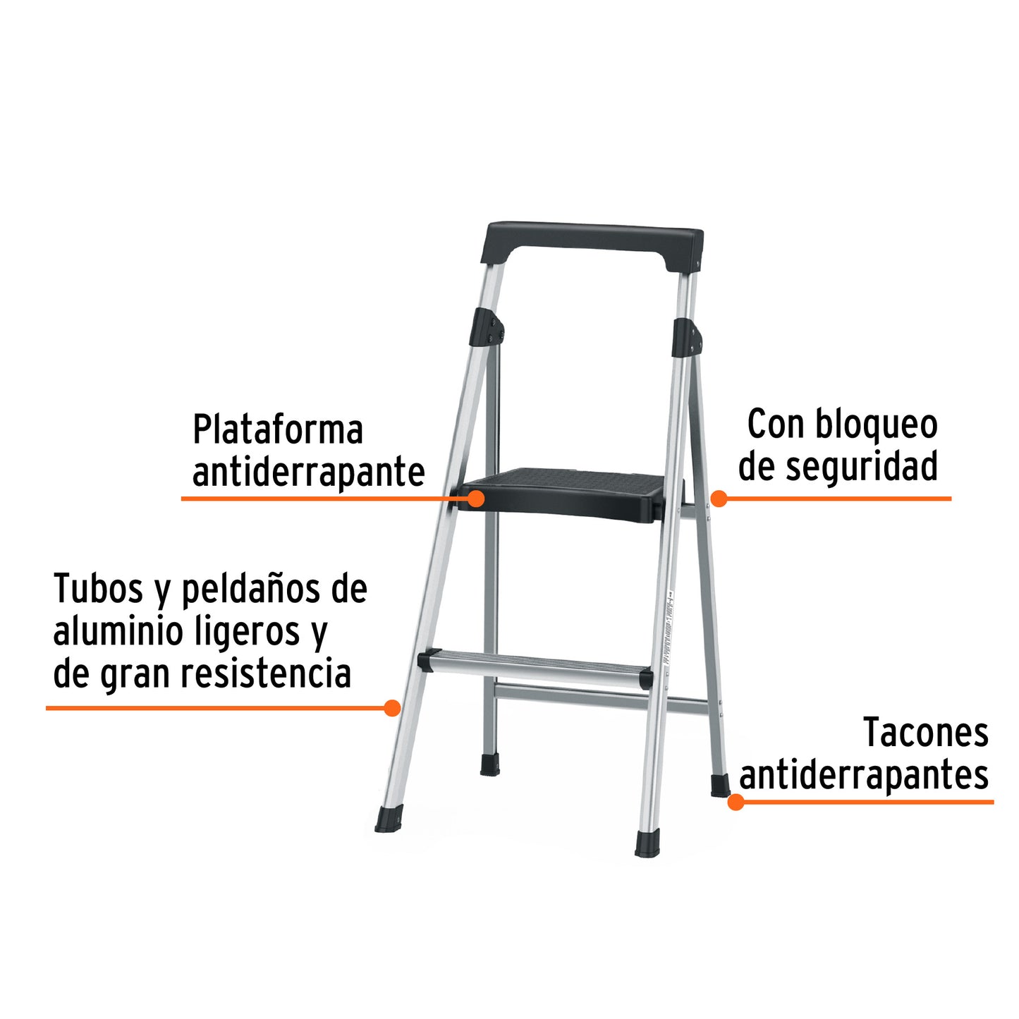 Escalerillas Plegable Truper Cod 16763 ESTU-2A 2 peldaños aluminio