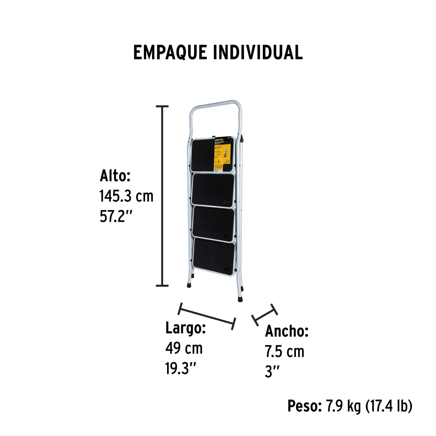 Escalerillas Plegable Pretul Cod 24122 ESTU-4P 4 peldaños acero